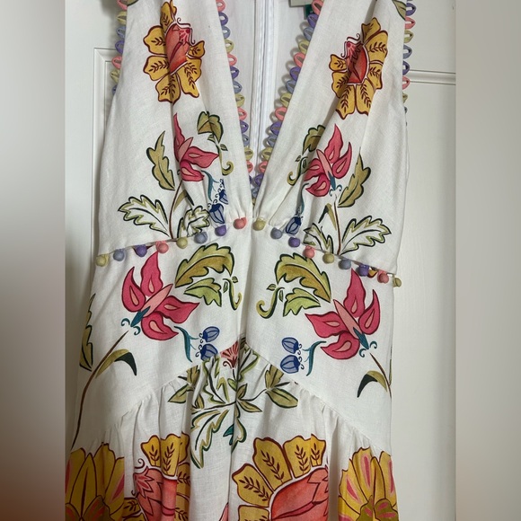 Farm Rio Insects Floral V-Neck Sleeveless Linen Euroflax fMaxi Dress medium - Picture 3 of 12